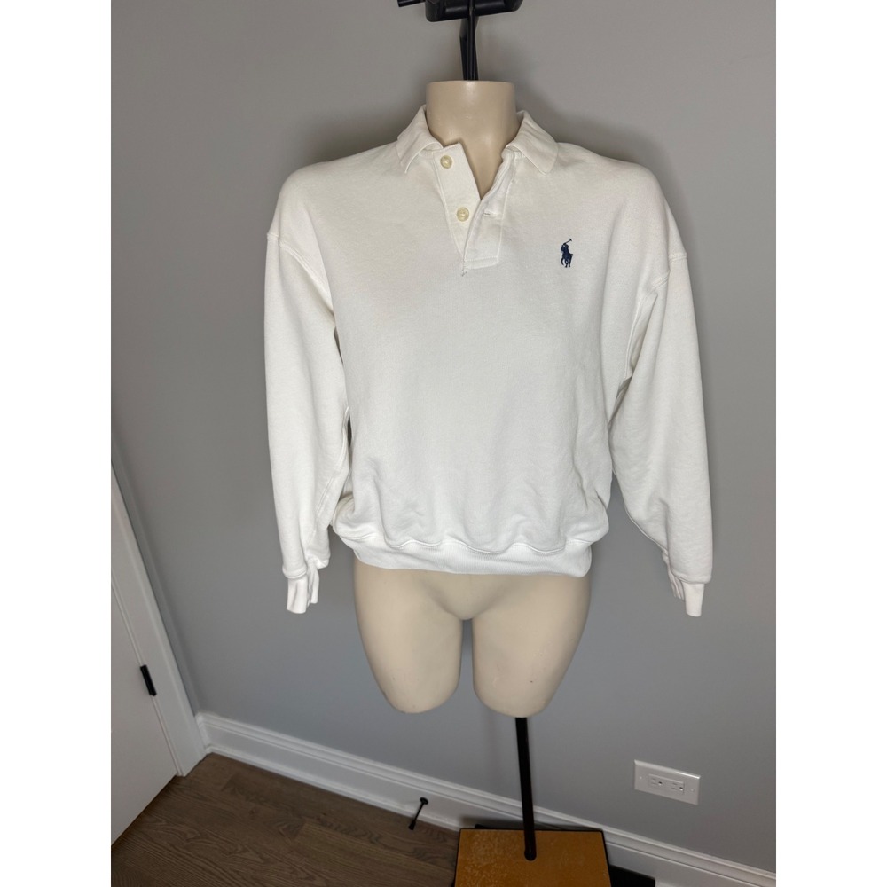 Polo Ralph Lauren White Long Sleeve Polo Sweatshirt Pony Logo XS